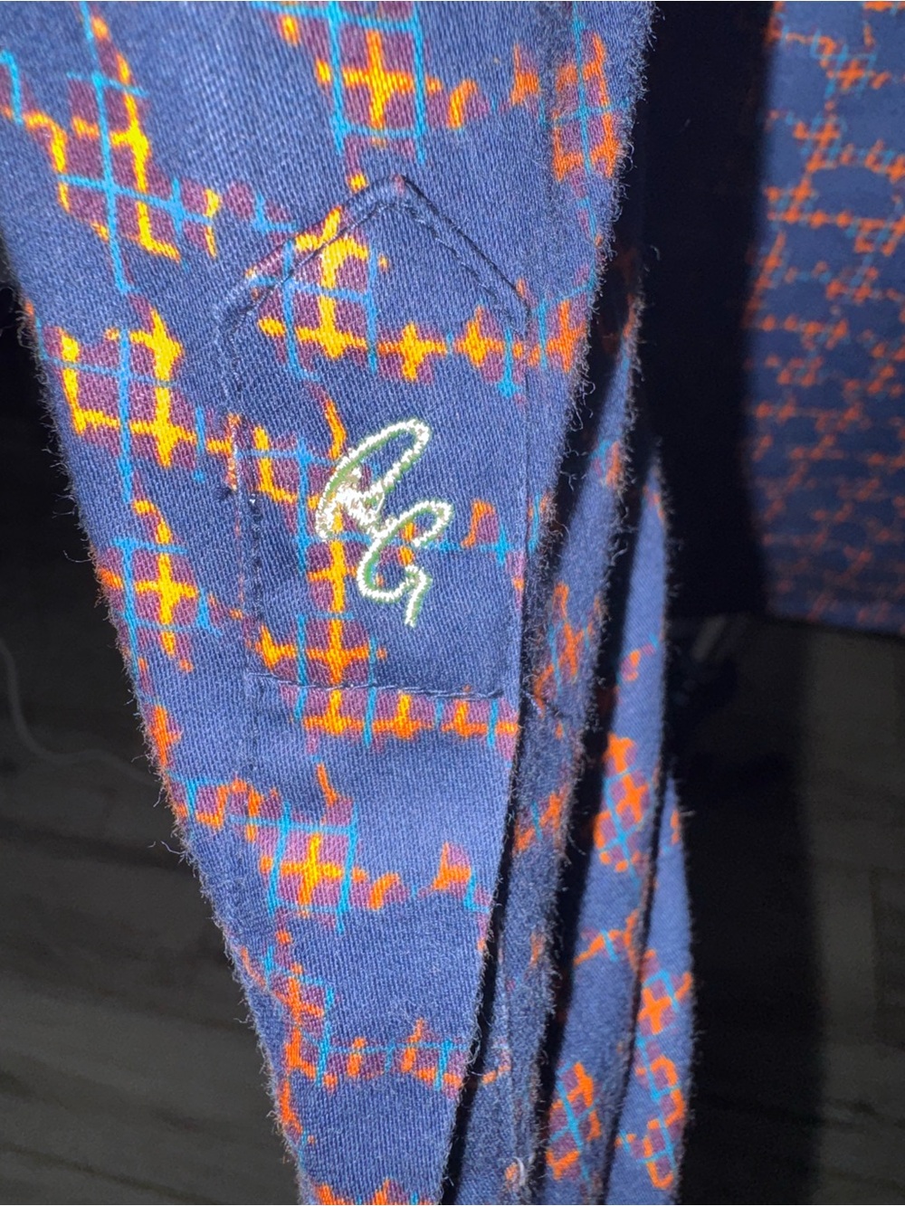 Robert Graham Navy Multicolor Patchwork Button-Down Shirt - Picture 3 of 6